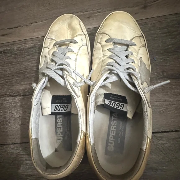 Golden Goose Tan and White Classic Star Sneakers - Picture 3 of 12